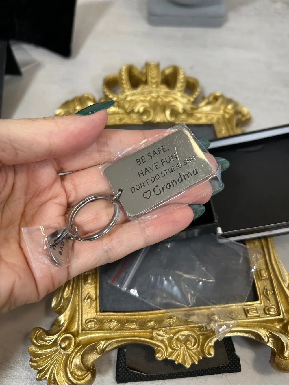Engraved Grandma Keychain - Silver Tone